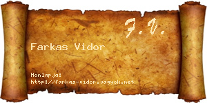 Farkas Vidor névjegykártya